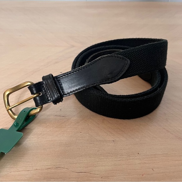 Surrey Classic Woven Black Belt with Gold Buckle Leather Ends NWT Men's XL 40-42 - Picture 1 of 5